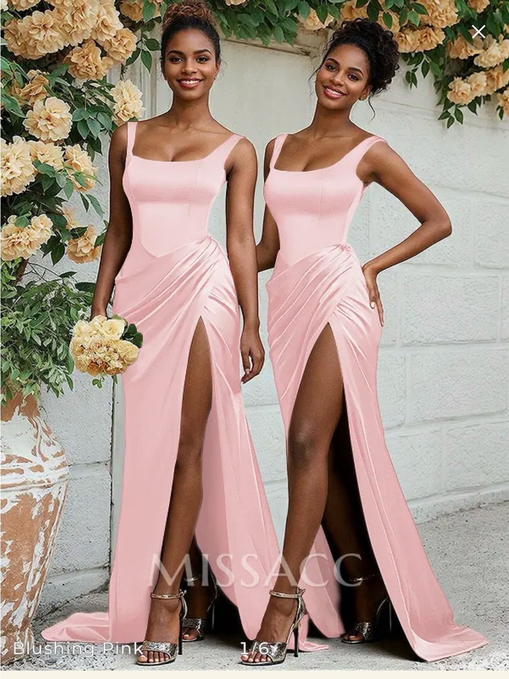 Sleeveless Blush Pink Satin Prom Dress with High Side Slit